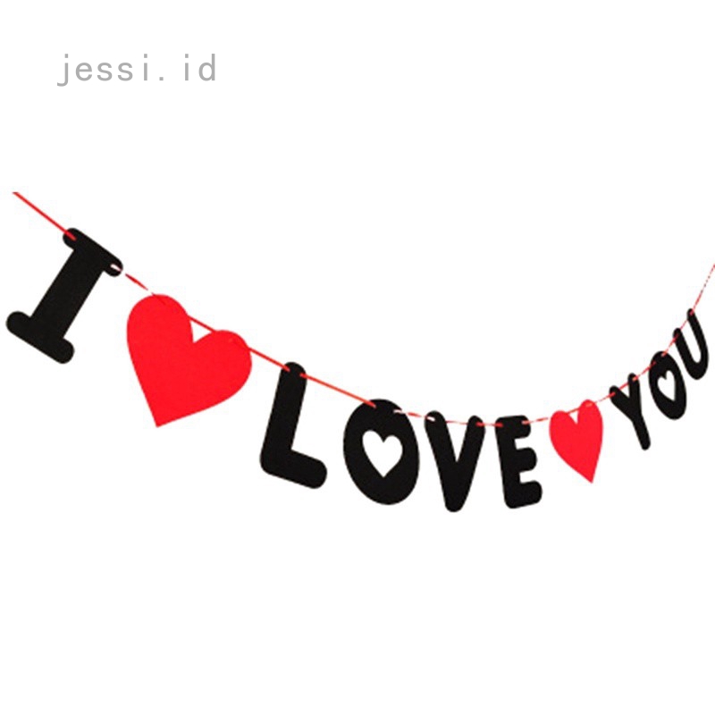 Jessi Banner Huruf Garland Tulisan I Love You Diy Warna Merah Hitam Untuk Dekorasi Shopee Indonesia