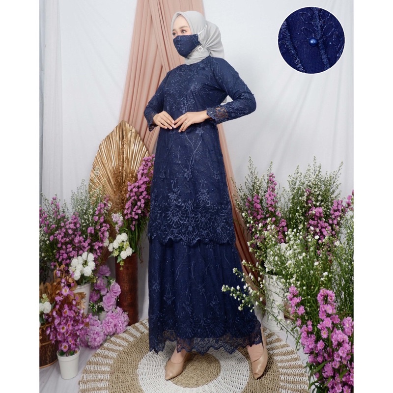 New sale Gamis tinggkat brokat/gamis pesta busui/gamis modern/Gamis wanita 2021/free masker