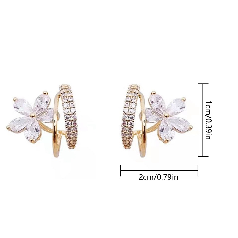 Anting Stud Zircon Bentuk Bunga Gaya Korea Untuk Wanita