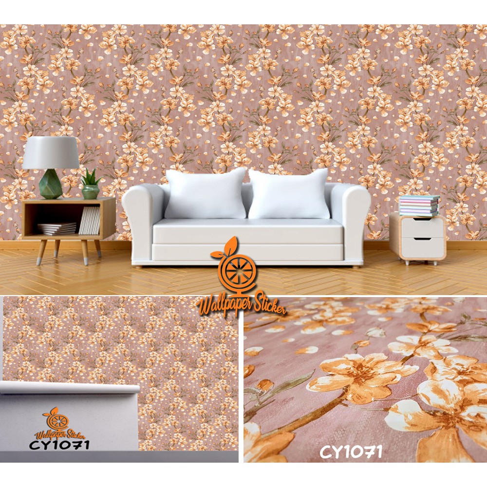 Wallpaper dinding 3d kamar tidur / Wallpaper dinding kamar tidur anak wallstiker Motif Tangkai Bunga Ukuran 45cm x 9m