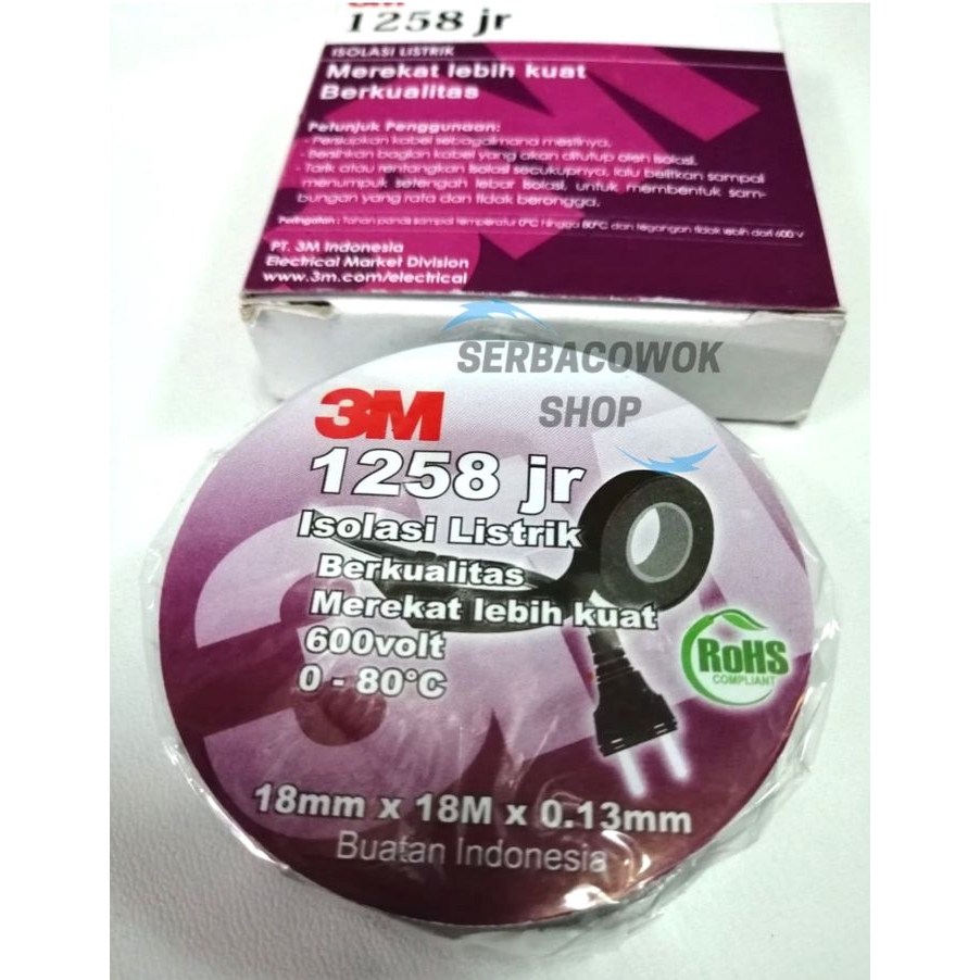 

Isolasi Listrik 3m 1258 Jr Hitam Asli Solasi Kabel 3 M Electric Tape