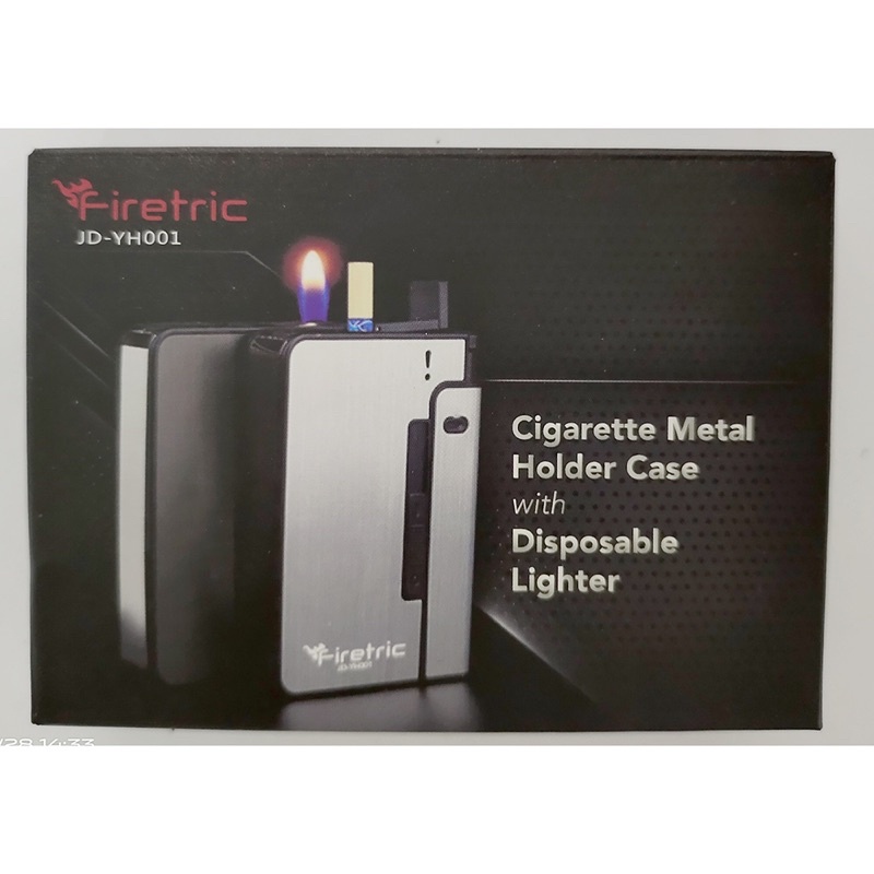 Firetric Kotak Rokok Fashion Bungkus Metal Case with Lighter Korek Api Slot - JD-YH001 - Silver