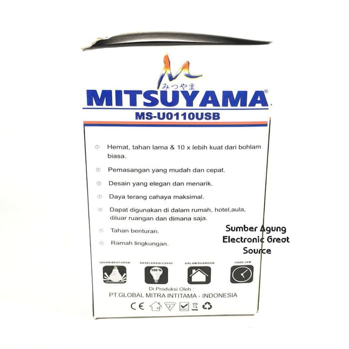 Lampu LED USB 10W Mitsuyama MS-U0110UB Cahaya Putih Kabel 1.5M DC