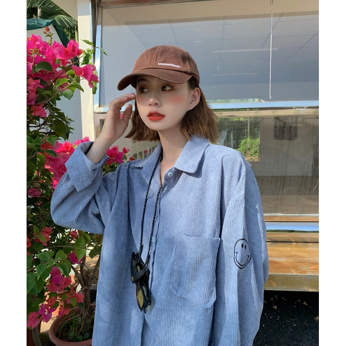 [COD&amp;READY STOK]Kemeja Corduroy Lengan Panjang Wanita/Atasan Wanita Oversize Kasual/Pakaian Wanita Korea Style/Corduroy Shirt