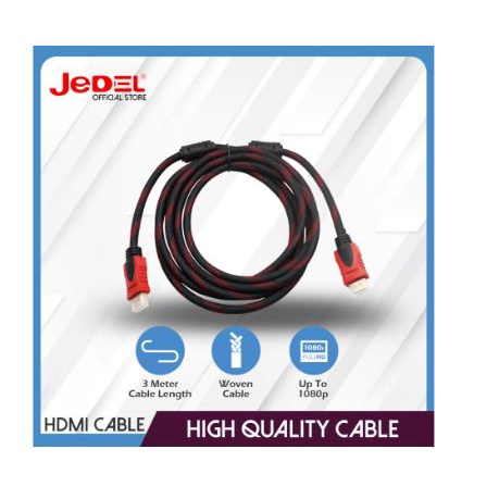 Cable hdtv 1.4 jedel 3m gold m-m net jaring full hd 1080p 3d for pc laptop dvd ps projector - Kabel hdmi 3 meter male FHD