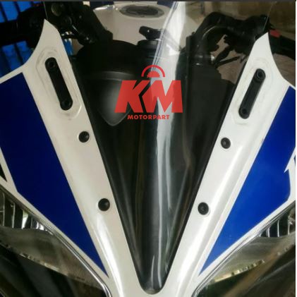 Visor Windshield Yamaha R15 V1 R15 V2 Lama Jenong Tinggi 36 cm Tebal 3 mm Hitam dan Bening Variasi