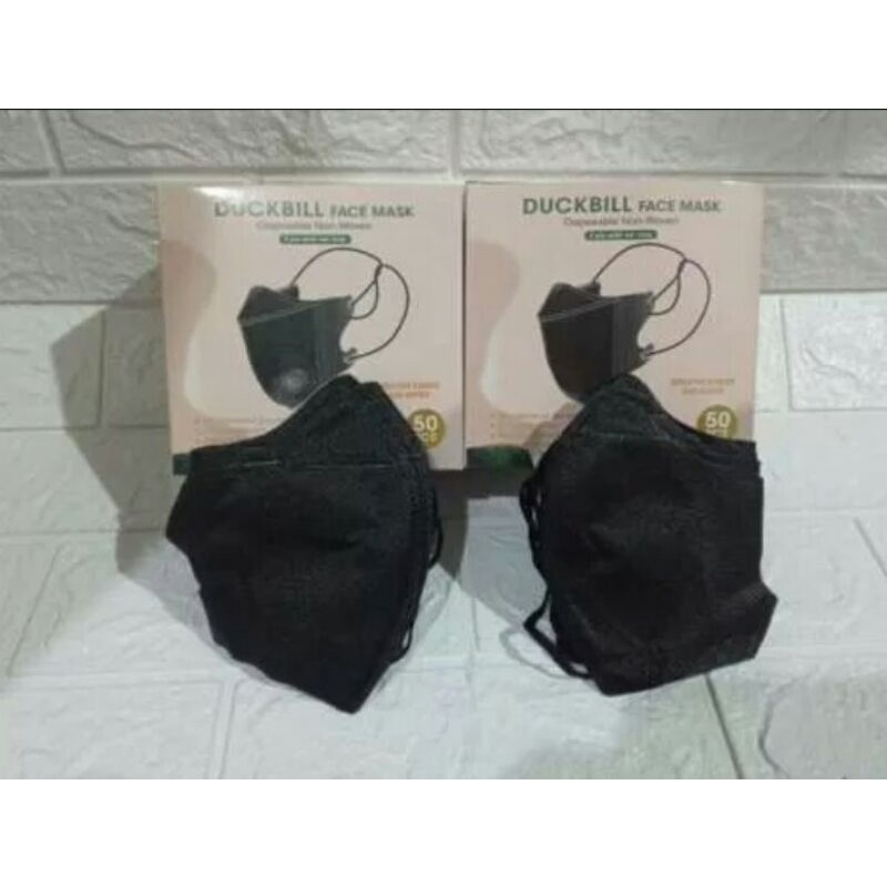 Masker Duckbill Hijab Headloop Warna Hitam Mirip sensi Isi 50pcs