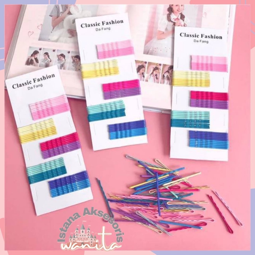 Jepitan Rambut Wanita / Jepitan Rambut Lidi Warna-Warni / Jepit Rambut Rainbow