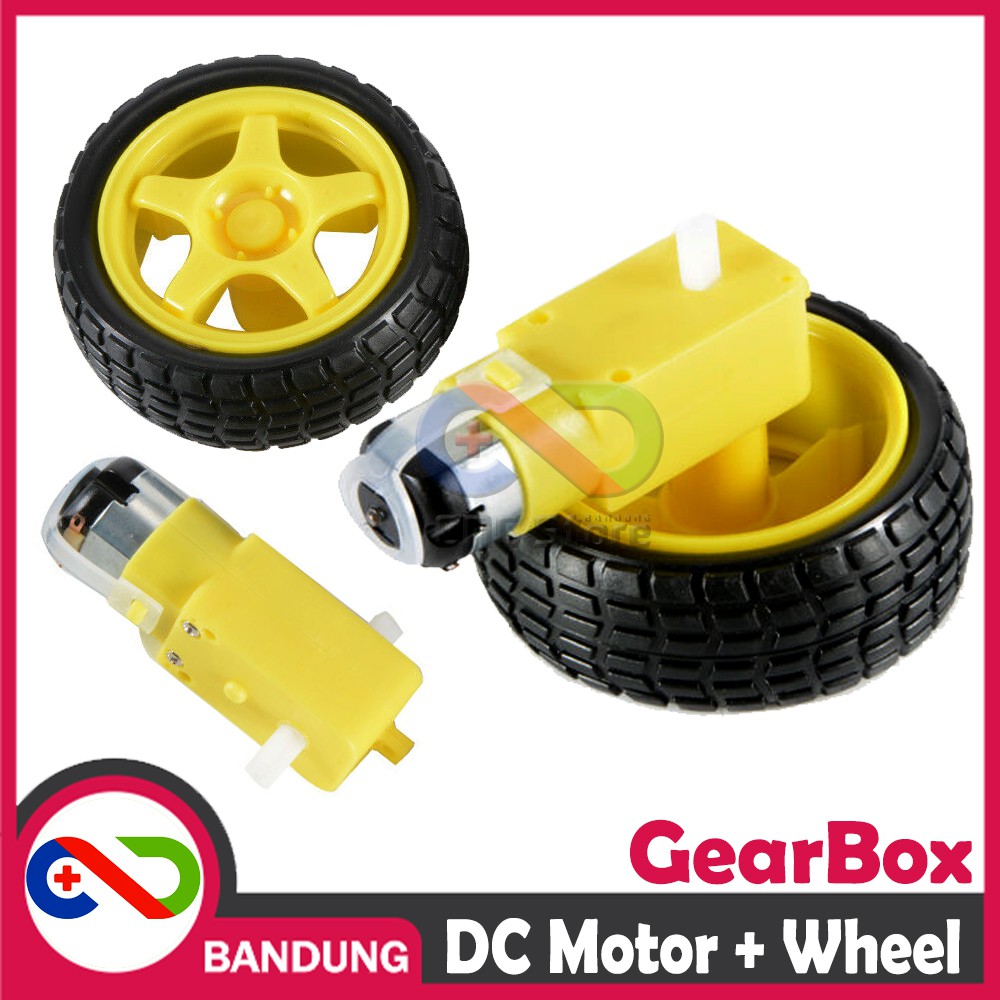 RODA MOTOR DC GEAR BOX SET SMART CAR 1:48 DIY ARDUINO RASPBERRY