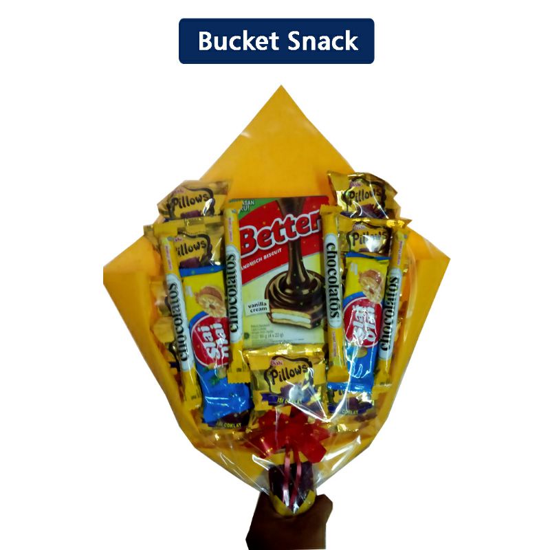 

Bucket Snack makanan Sidang, Wisuda, Kado Hadiah, Ultah