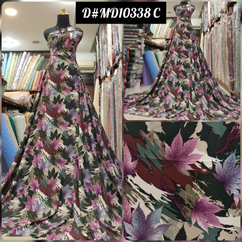 Kain Maxmara Lux print Motif Daun Abstrak D#MD10338 C