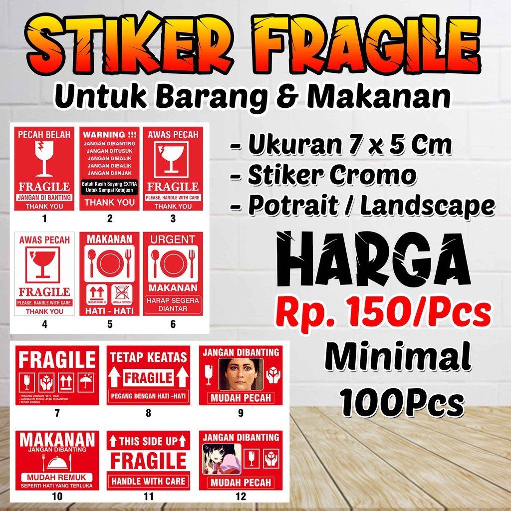 

Stiker Fragile Barang, Stiker Fragile Makanan