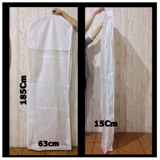 Cover gaun baju pesta / cover baju wedding / cover gantungan gaun/ pelindung gaun 185Cm