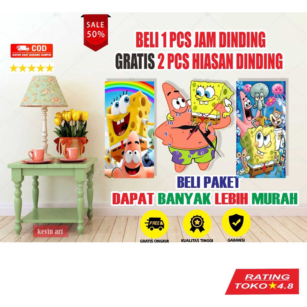 JAM DINDING UNIK MINIMALIS MODERN KARAKTER PATRICK SPONGEBOB HIASAN DINDING RUANG TAMU AKSESORIS DINDING KAYU BESAR UNIK DAN KEREN PAJANGAN DINDING CUSTOM AESTHETIC MURAH TEMPEL TEMBOK 3d DEKORASI DINDING ARTISTIK MODERN MEWAH BAGUS BESAR GLOW IN THE DARK