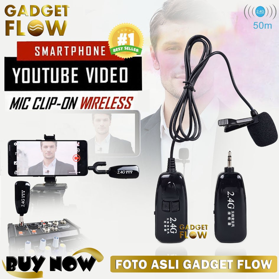 Microphone Mic Clip On Wireless 2.4Ghz PRANK VLOG untuk Smartphone HP Shopee Indonesia