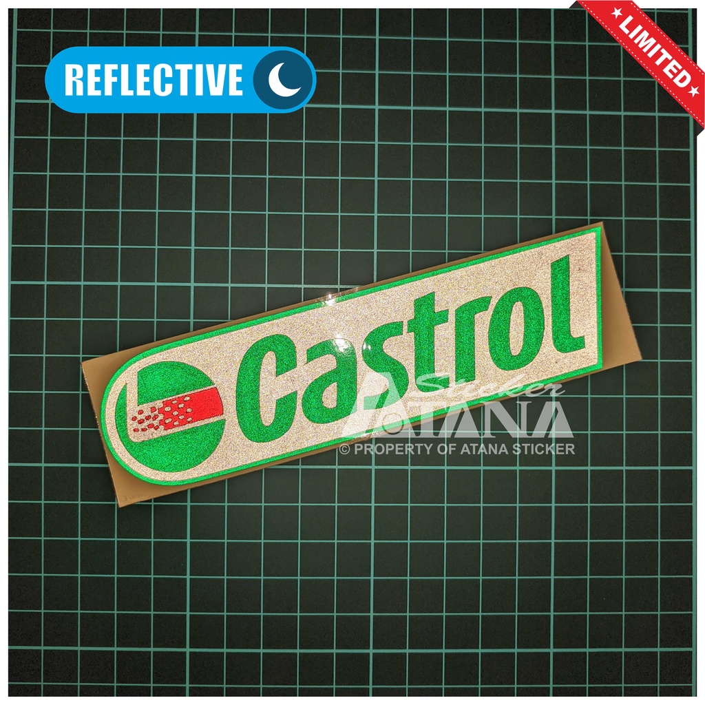 Stiker Cutting Castrol Sticker Emblem Moge Aksesoris Logo Decal Sepeda Motor Matic Mobil Helm Slebor Spakbor Hp Laptop Kulkas Dinding Nyala Reflective