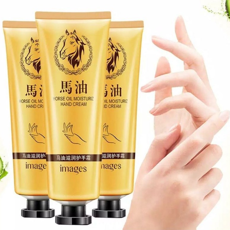 Images Horse Oil Moisturiz Hand Cream - Krim Pelembab Kulit Tangan dan Kaki Kering Kasar dan Tumit Pecah-Pecah