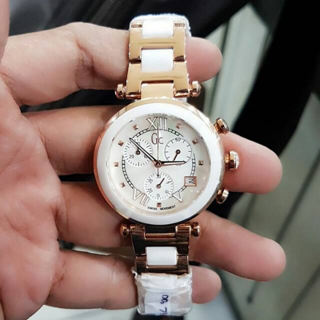 Jam Tangan Wanita Guess Collection Gc Keramik White Rosegold Best version Clone