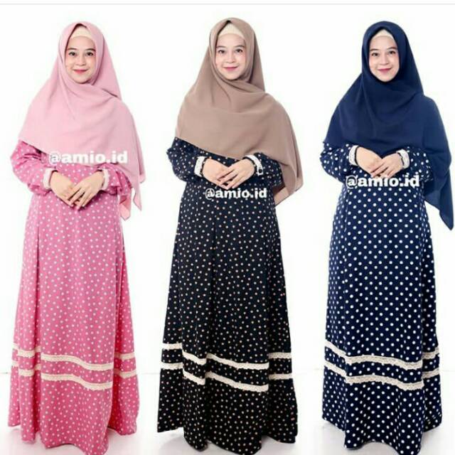 Model Gamis Motif Polkadot Radea