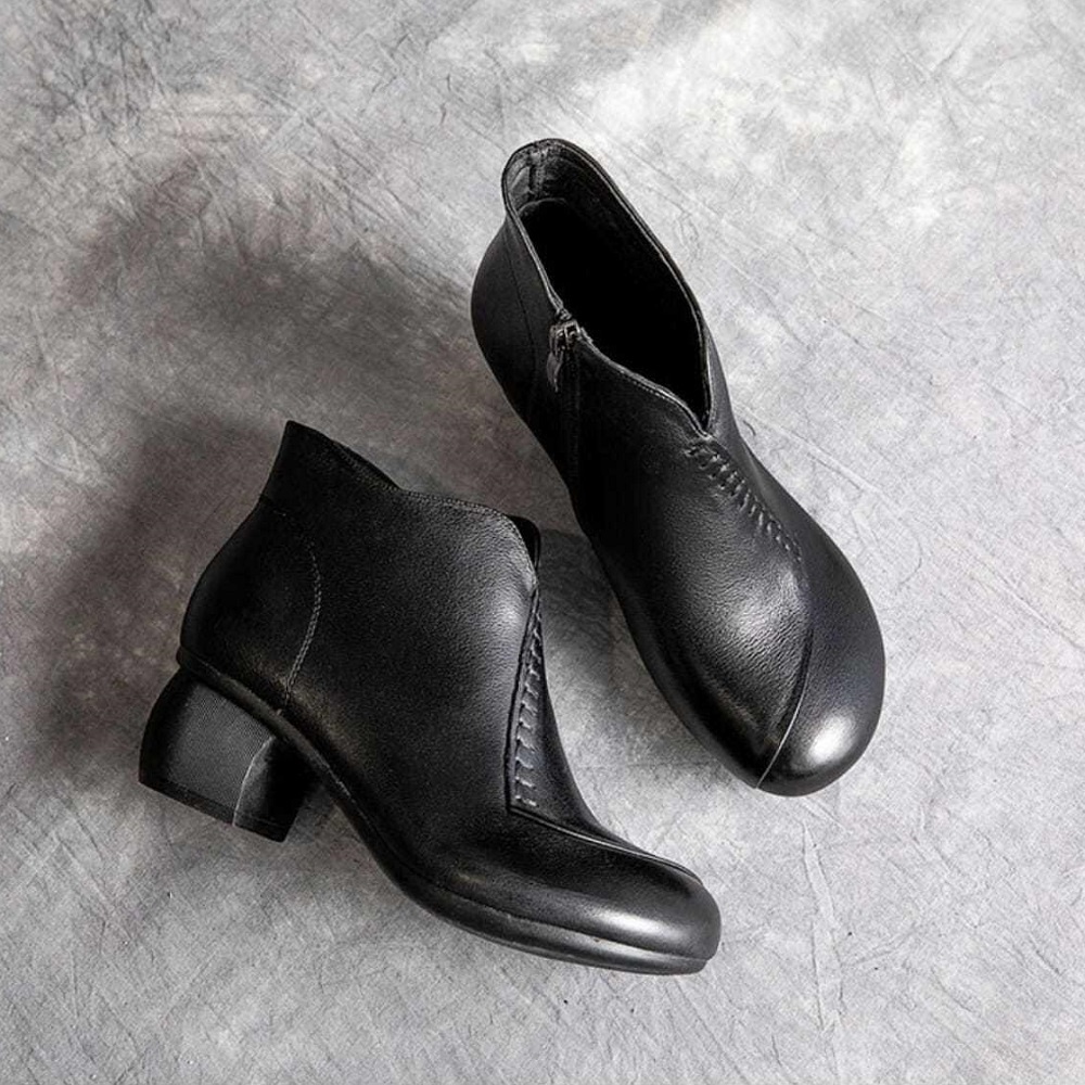 Import Original Kulit Asli Sepatu Boots Wanita Tinggi Heels Sepatu Cewek Casual Formal Santai Lembut Kerja Kuliah Cantik Kekinian 199