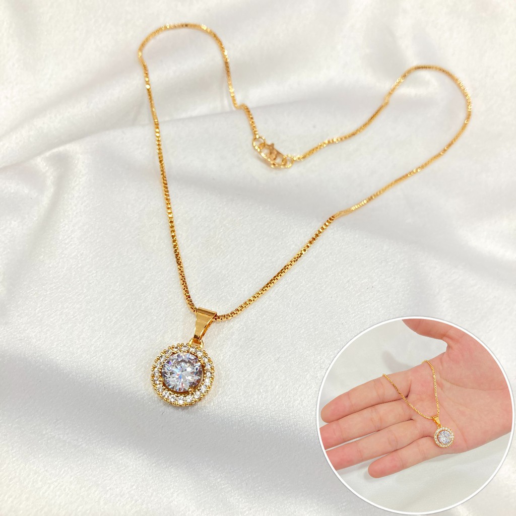 Kalung Wanita Liontin Permata Lapis Emas Aksesoris Fashion