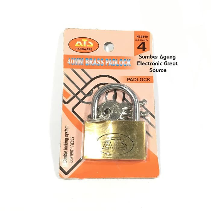 Gembok 40MM Brass Padlock Original ATS HL8840 Top Security