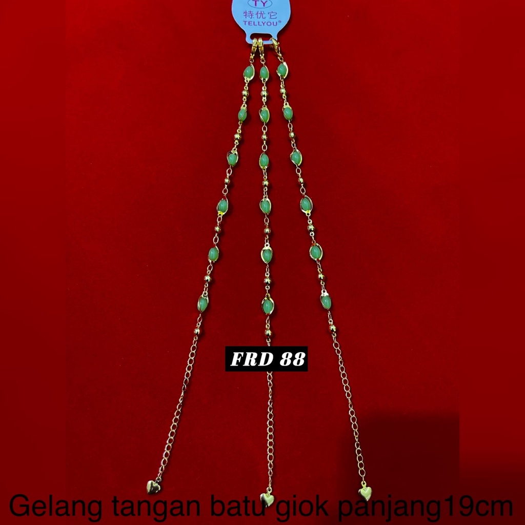 new gelang tangan wanita kominasi rantai dan giok ukuran panjang 18 cm