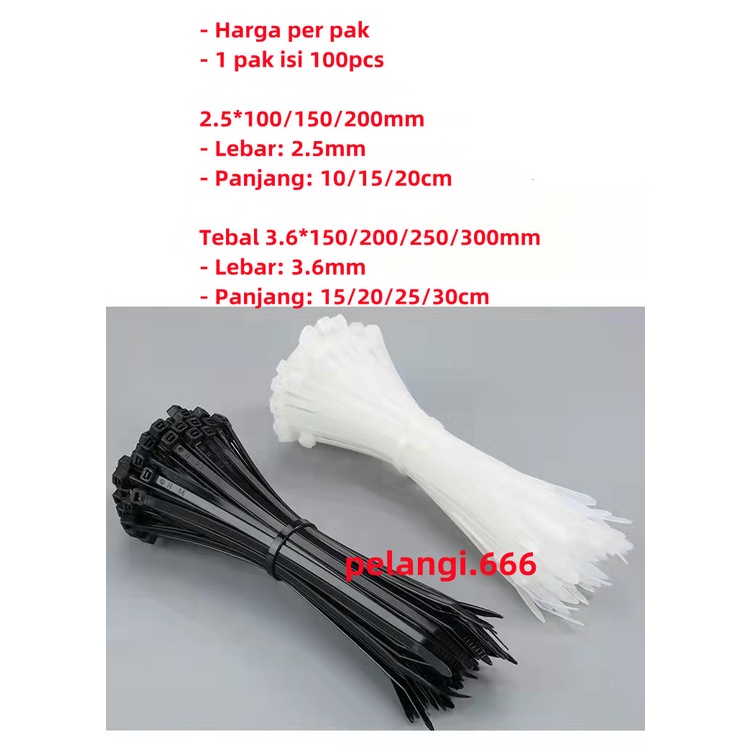 kabel ties/kabel tis/cable tis hitam/putih 10cm,15cm,20cm,25cm,30cm