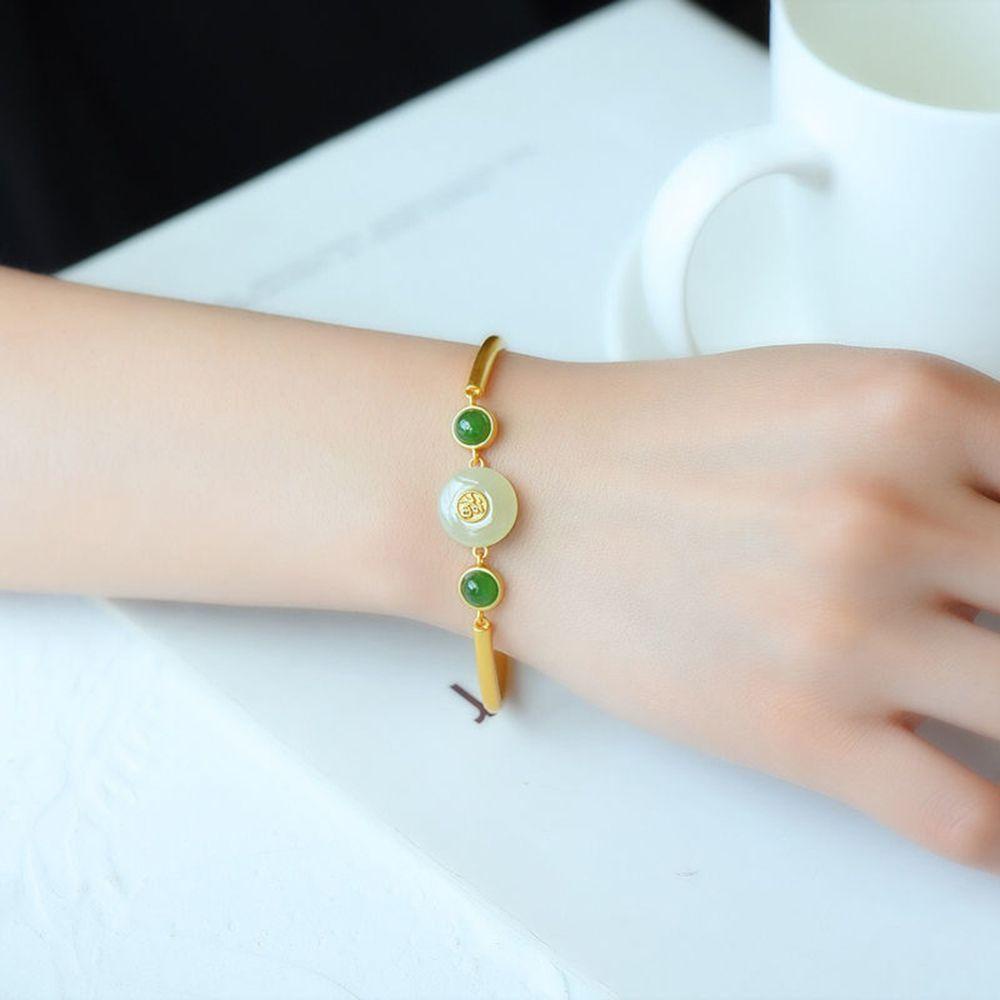 Mxbeauty Gelang Giok Imitasi Fashion Klasik Perhiasan Aksesoris Gadis Hanfu Aksesoris Gaya Cina Wanita Bracelet