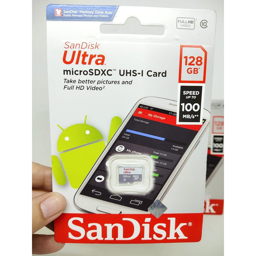 Sandisk Ultra 128GB Class 10 Memory Card ORIGINAL MMC mSD Card 100MBps GARANSI 5 TAHUN