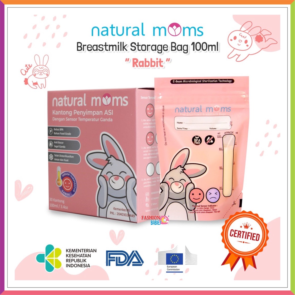 KANTONG ASI | NATURAL MOMS BREASTMILK STORAGE BAG 100 120 200 ML | KANTONG ASI PLASTIK DOUBLE THERMAL SENSOR