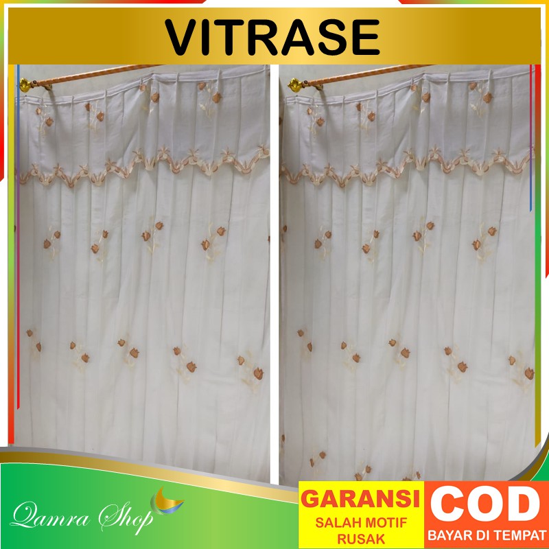 Vitrase Puring Gorden Hordeng Korden Tirai Poni Putih Polos Motif Bunga Kelambu Dalaman Gorden Murah