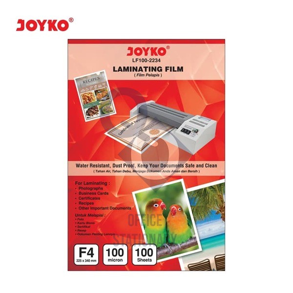 

Laminating Film / Plastik Laminating Joyko LF100-2234 F4 Folio