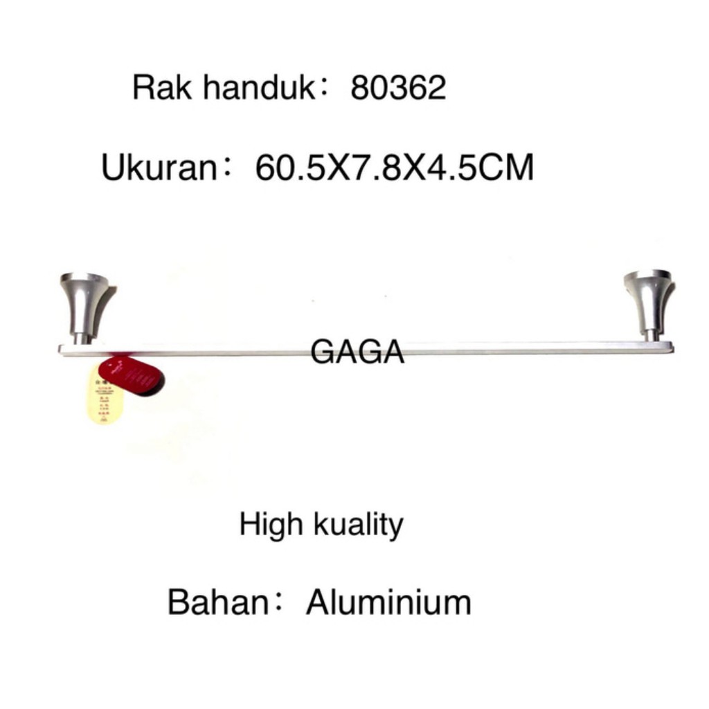 GAGA Rak gantungan baju 1 pipa / Rak dinding aluminium / Rak toilet 80362