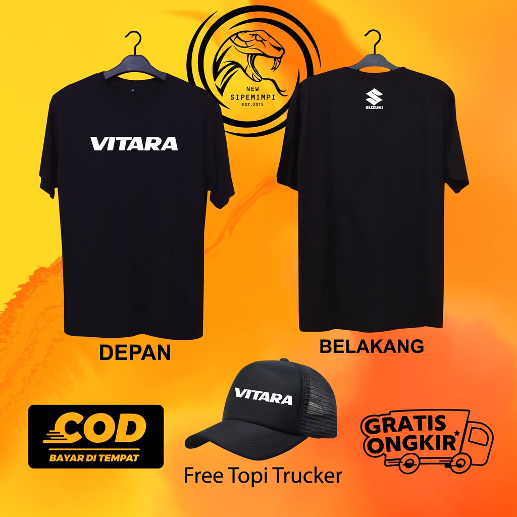 satu paket kaos dan topi suzuki VITARA katun combed 24s tebal premium