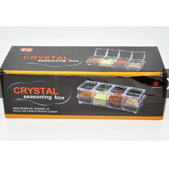 kotak bumbu dapur  acrylic seasoning box/continer  tempat merica garam gula kristal 4in1 / wadah bumbu dapur transparan / crystal seasoning box/ wadah serbaguna bisa digunakan secara mandiri