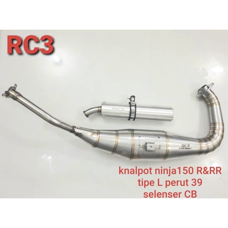 KNALPOT RC3 STAINLESS TIPE L PERUT 39 KAWASAKI NINJA R & RR