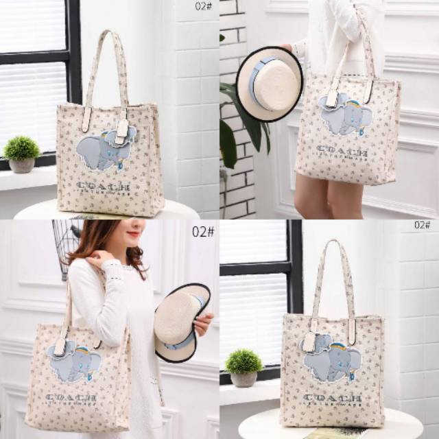 COACH X DISNEY COLLABORATION DUMBO VERTICAL CANVAS TOTE BAG 02*