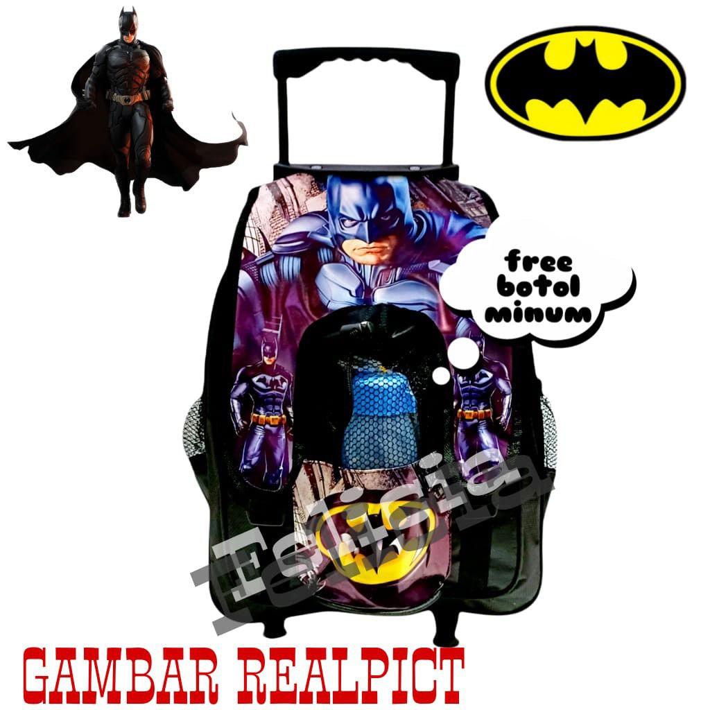 Tas Ransel Troli Anak Laki Laki Batman Hero Ransel Sekolah Anak Paud TK SD