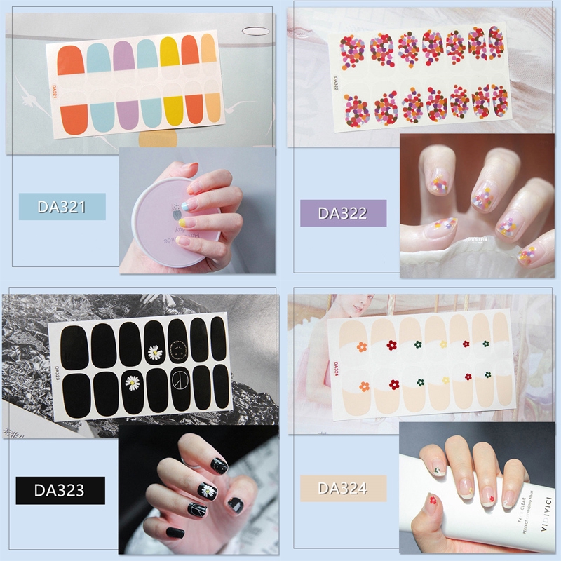 Da321-340 14pcs/lembar Stiker Kuku Palsu 3d Bronzing Untuk Nail Art Diy