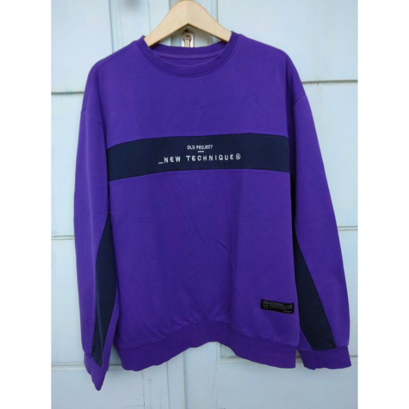 Sweater Crewneck Penghangat Hangten Second Original Ungu Murah
