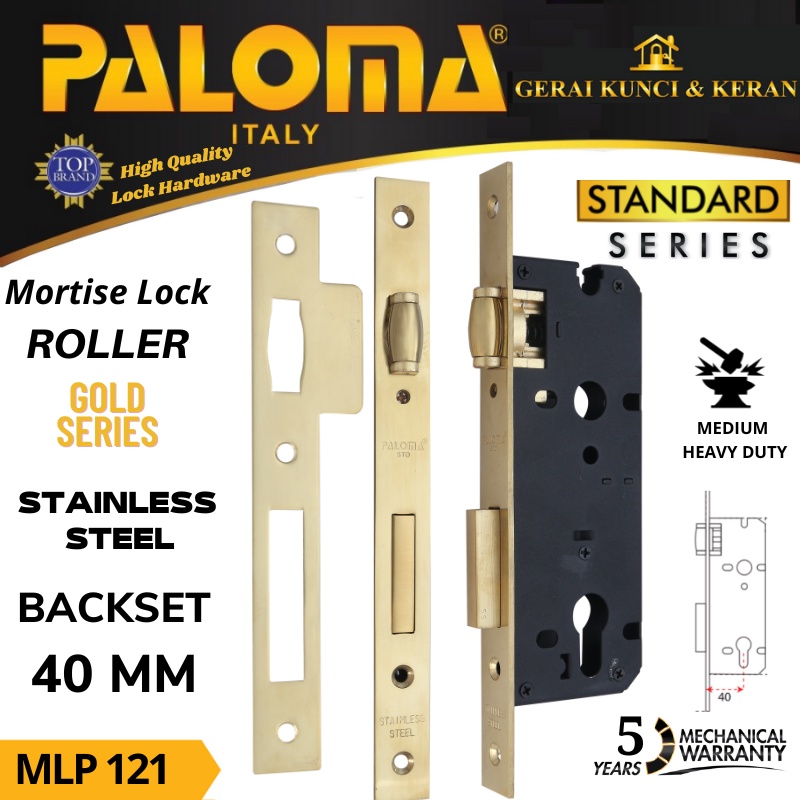 Body Kunci PALOMA MLP 121 STANDARD ROLLER 40MM PVD GOLD