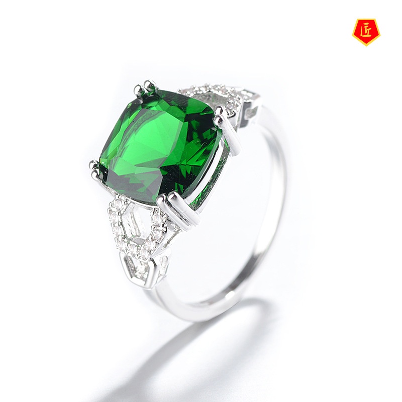 [Ready Stock]Fashion 925 Silver Sapphire Ring Inlaid with Colorful Gems