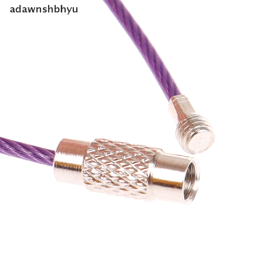 Adawnshbhyu 10Pcs Stainless Steel Gantungan Kunci Tali Kawat Cable Loop Screw Lock Gadget Ring