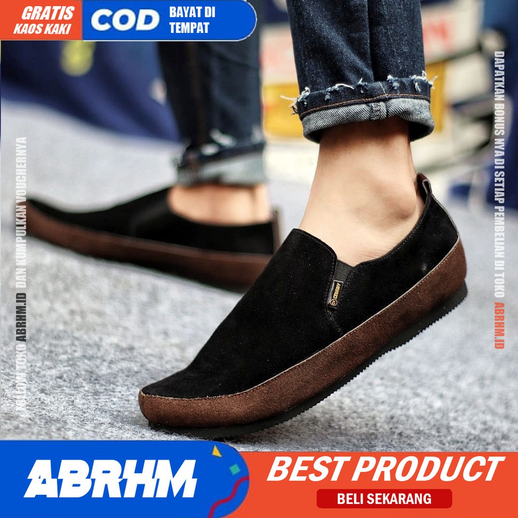 MARIO Sepatu Slip On Pria Sepatu Pria Casual Sepatu Slip Antislip Slop Kerja Kantor Cowok/Cowo Ori Sepatu Kasual Kekinial Santai Murah Terlaris