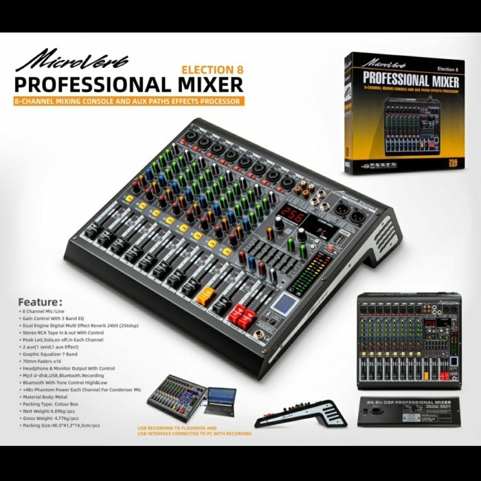 MIXER MICROVERB ELECTION 8 MIXER 8 CHANNEL MICROVERB ELECTION 8 WIHT SOUNDCARD