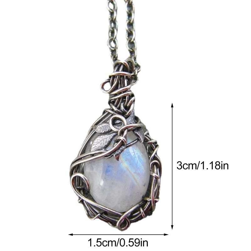 Kalung Sterling Silver 925 Dengan Liontin Moonstone Bentuk Bulan Untuk Wanita