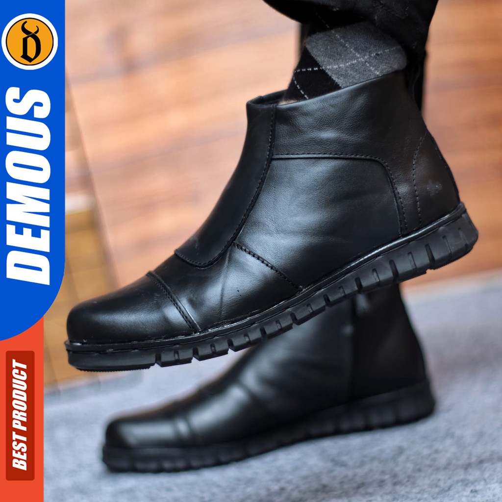 Sepatu Formal Pria Sepatu Casual Pria Kulit Asli Slop Sepatu Pantofel Kerja Kantor Kuliah Kondangan Sepatu Hitam Pria DEMOUS CARIBEUS