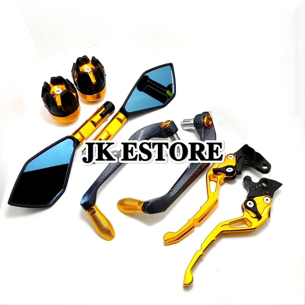 PAKET 4 ITEM - Spion Tomok V5 + Proguard Karbon Full CNC + Jalu As Roda Naga + Handle Rem Stelan Mio