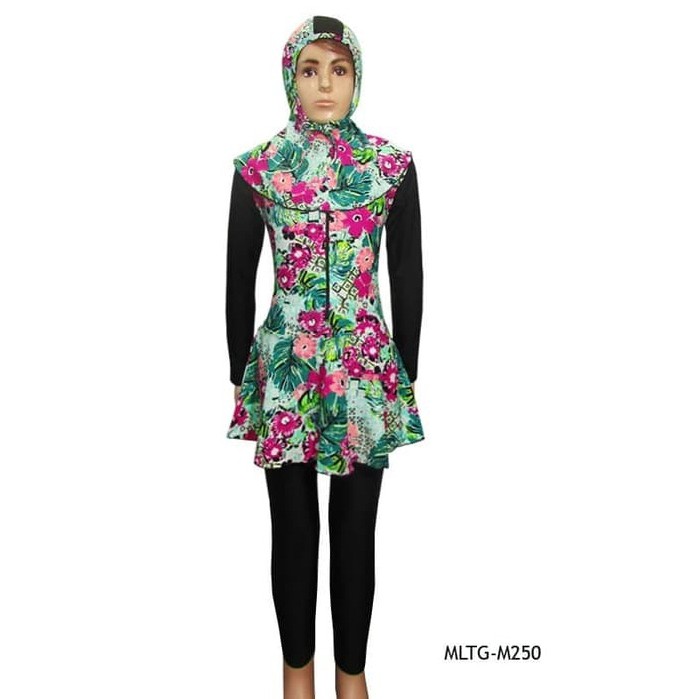 Baju Renang Anak Muslim Usia 6-10 Th (BB 20-35 Kg) Motif Bunga